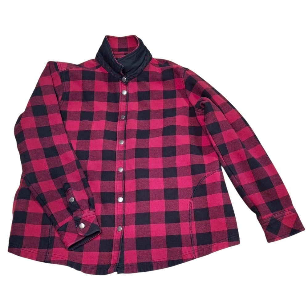 Orvis Fleece Lined Red Buffalo Plaid Flannel Shacket Shirt Jacket Women Size XXL - Picture 6 of 16
